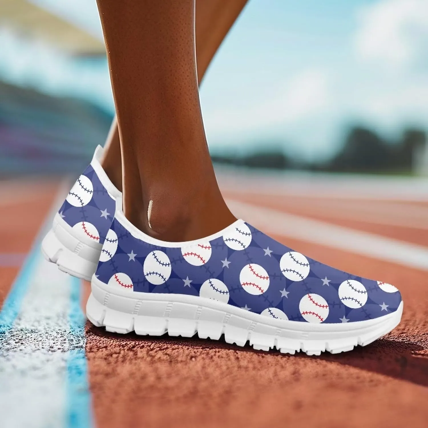 Womens Casual Sneakers Low Cut Non Slip Soft Breathable Lightweight Gym Exercise Walking Shoes
