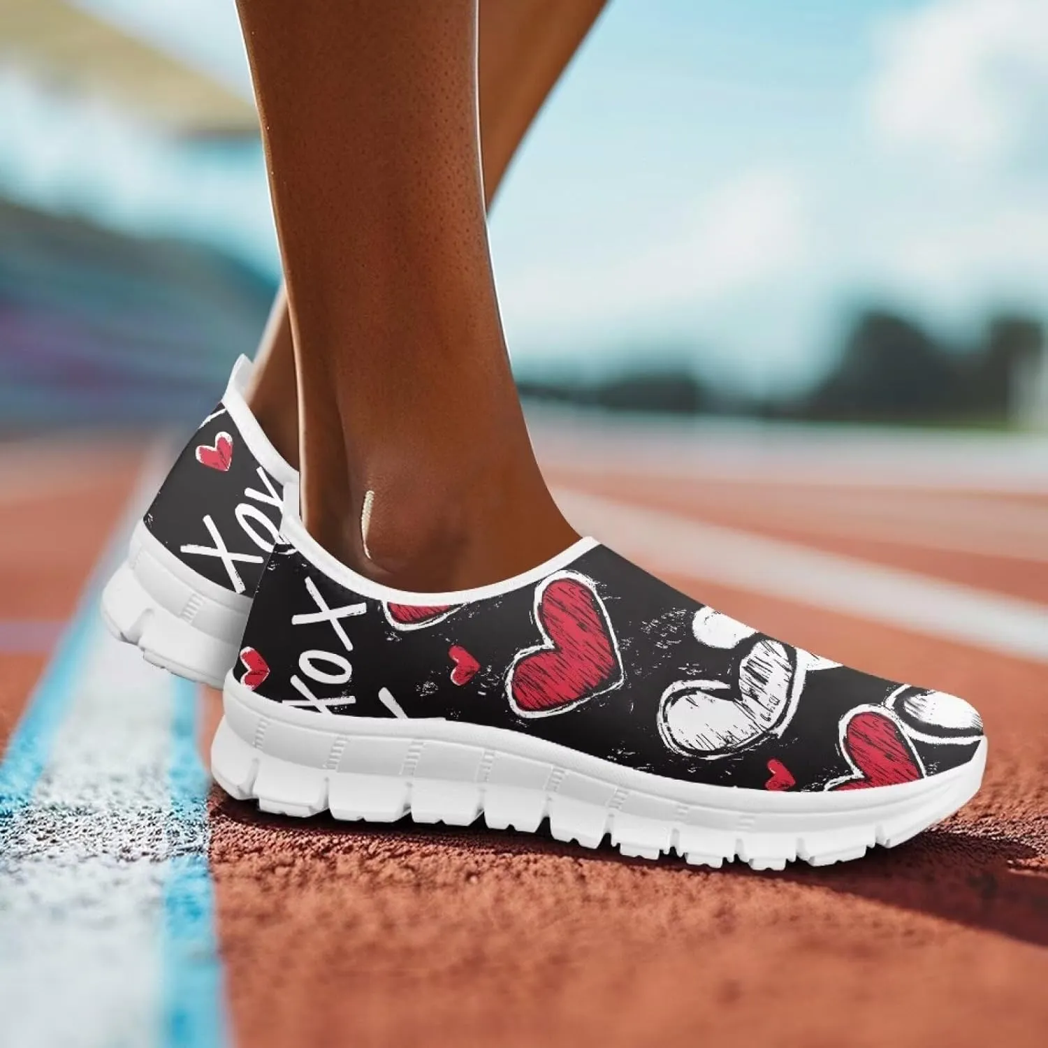 Womens Casual Sneakers Low Cut Non Slip Soft Breathable Lightweight Gym Exercise Walking Shoes