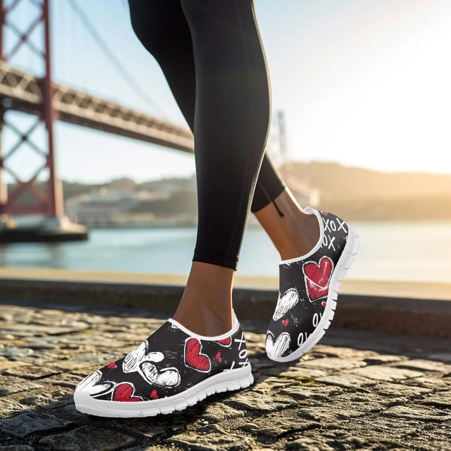 Womens Casual Sneakers Low Cut Non Slip Soft Breathable Lightweight Gym Exercise Walking Shoes
