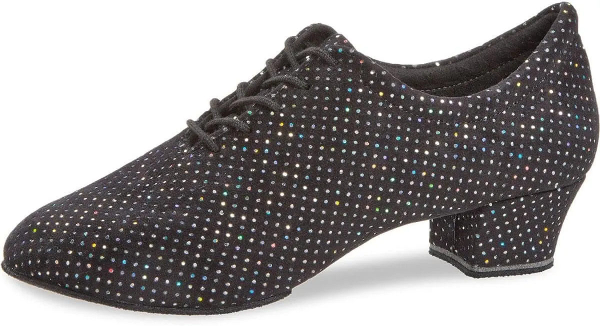 Women's Dance Shoes 189-234-155 - Glitter Black - Normal - 3.7 cm Cuban - Made in Germany, black, 12 Women