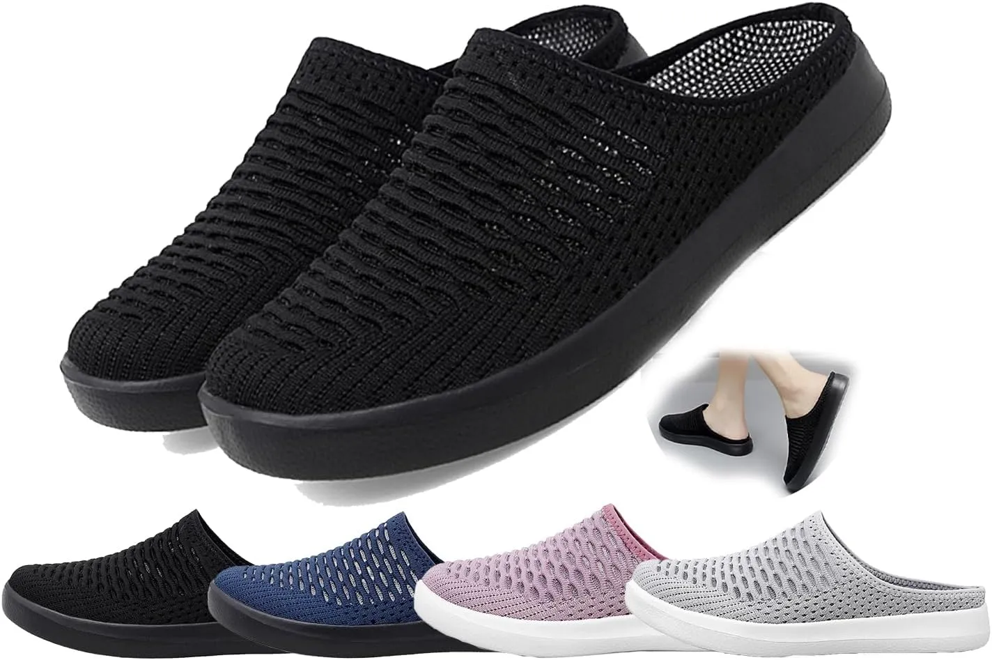 Women's Orthopedic Mesh Mules  Lightweight Slip-On Clogs with Arch Support, Breathable Backless Walking Shoes for Work, Travel & Everyday Comfort