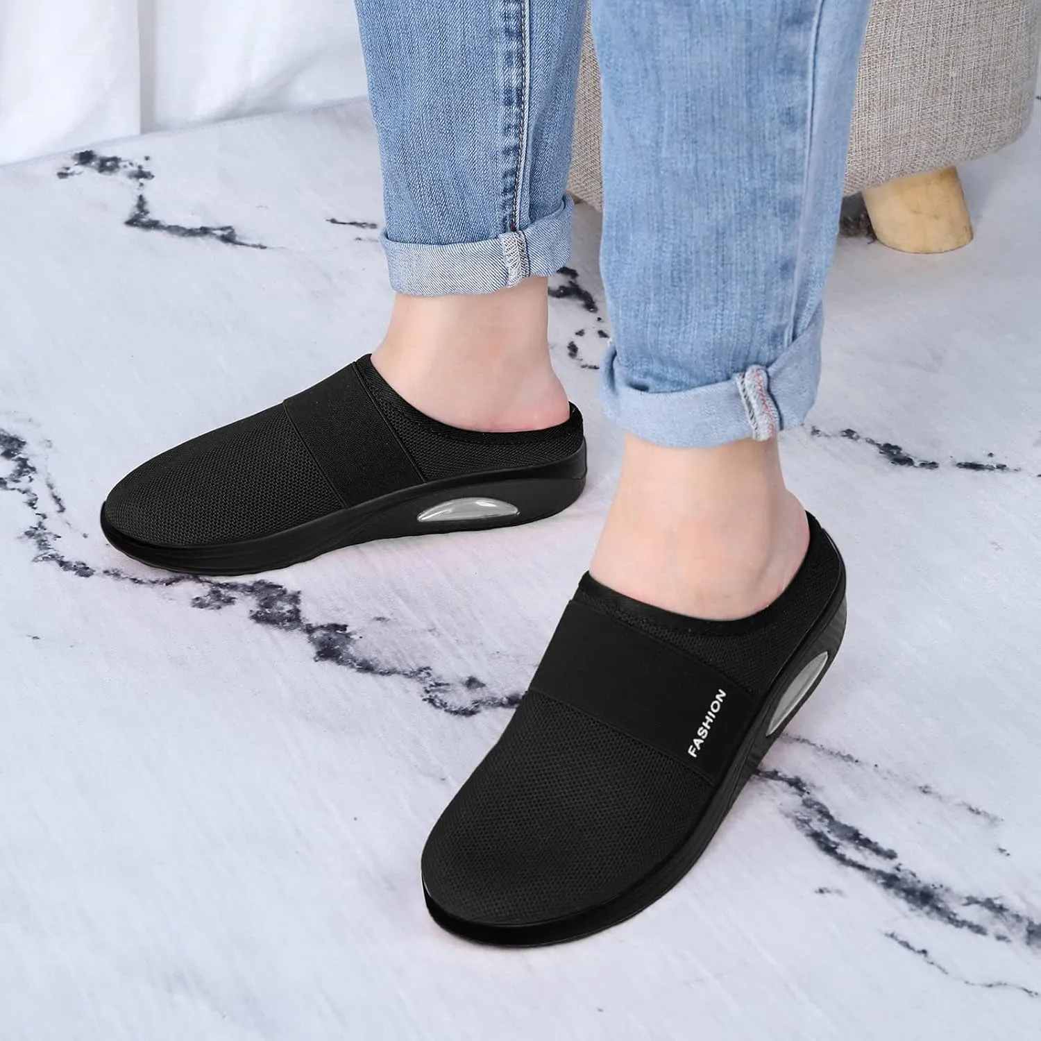 Women's Orthopedic Mules Sneakers Slip On Soft Cushion Nursing Shoes Arch Support Slippers Breathable Mesh Shoes