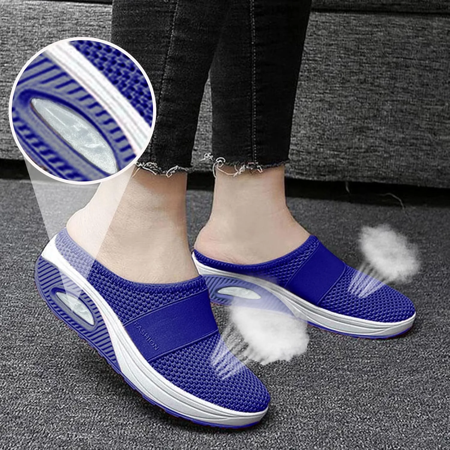 Women's Orthopedic Mules Sneakers Slip On Soft Cushion Nursing Shoes Arch Support Slippers Breathable Mesh Shoes
