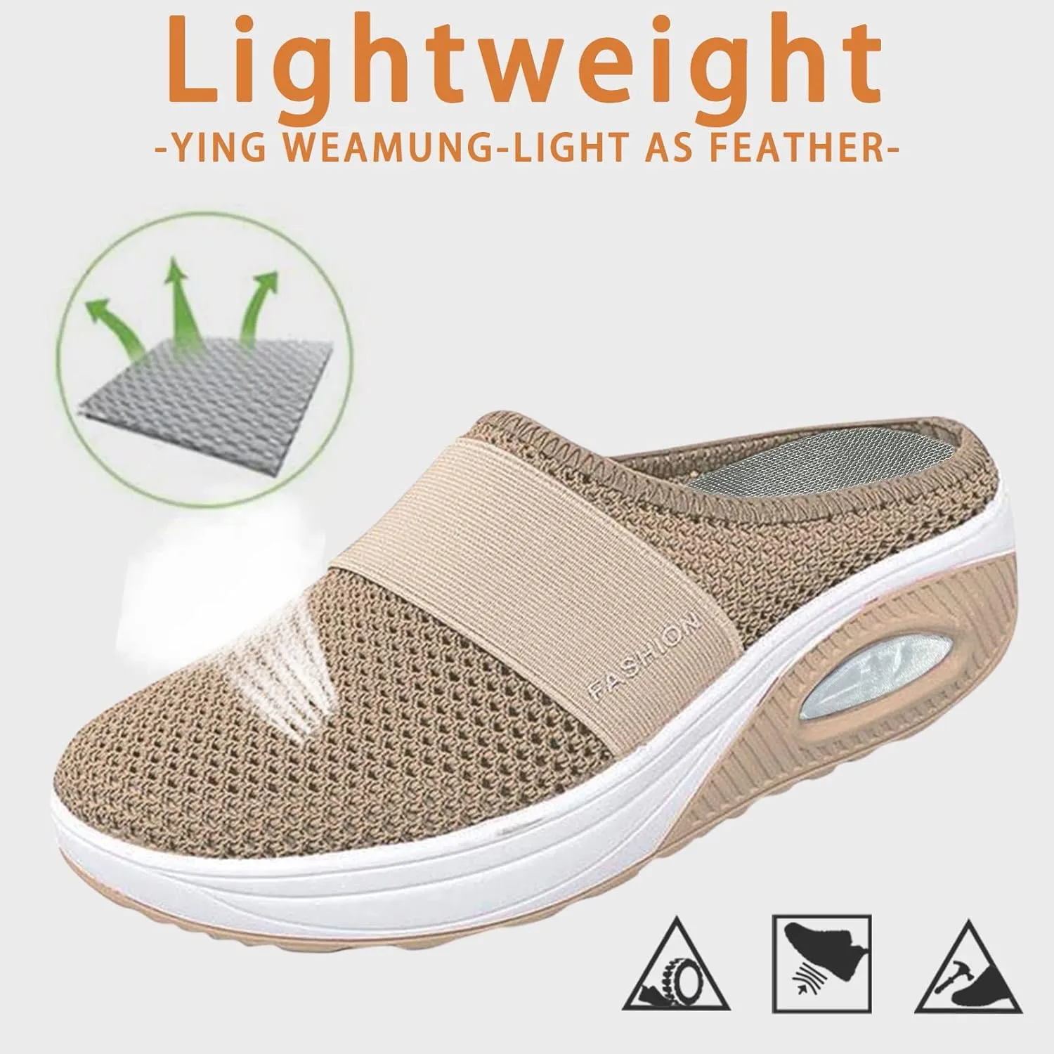 Women's Orthopedic Mules Sneakers Slip On Soft Cushion Nursing Shoes Arch Support Slippers Breathable Mesh Shoes
