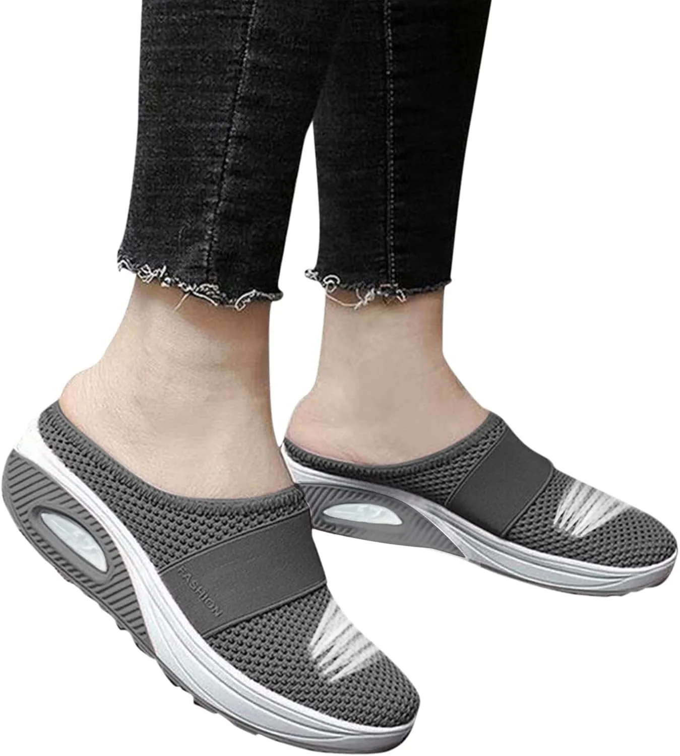 Women's Orthopedic Mules Sneakers Slip On Soft Cushion Nursing Shoes Arch Support Slippers Breathable Mesh Shoes