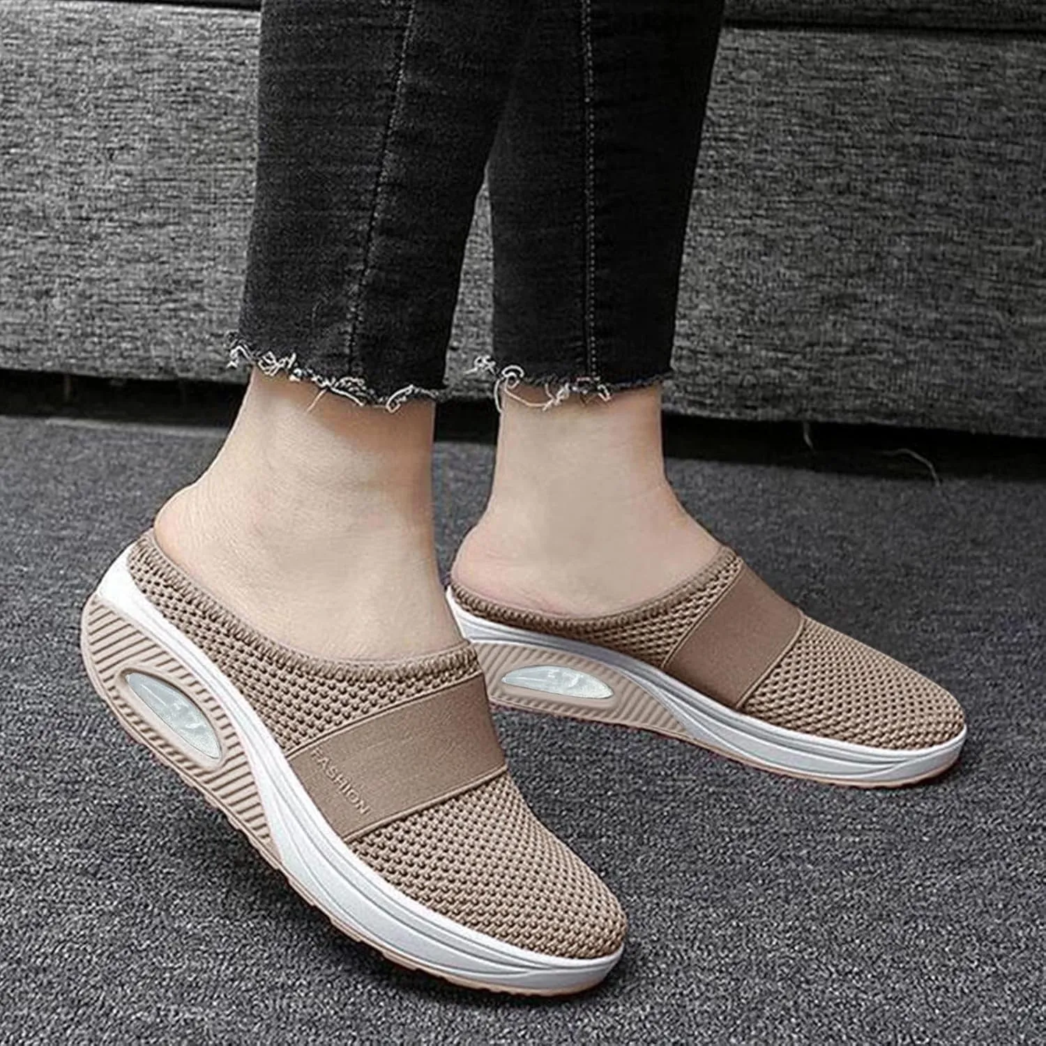 Women's Orthopedic Mules Sneakers Slip On Soft Cushion Nursing Shoes Arch Support Slippers Breathable Mesh Shoes