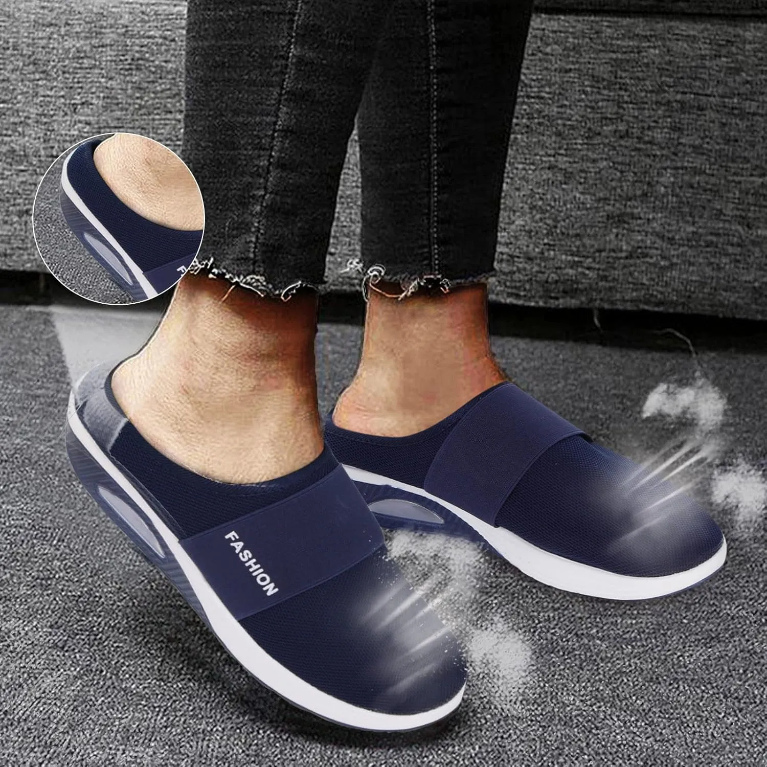 Women's Orthopedic Mules Sneakers Slip On Soft Cushion Nursing Shoes Arch Support Slippers Breathable Mesh Shoes