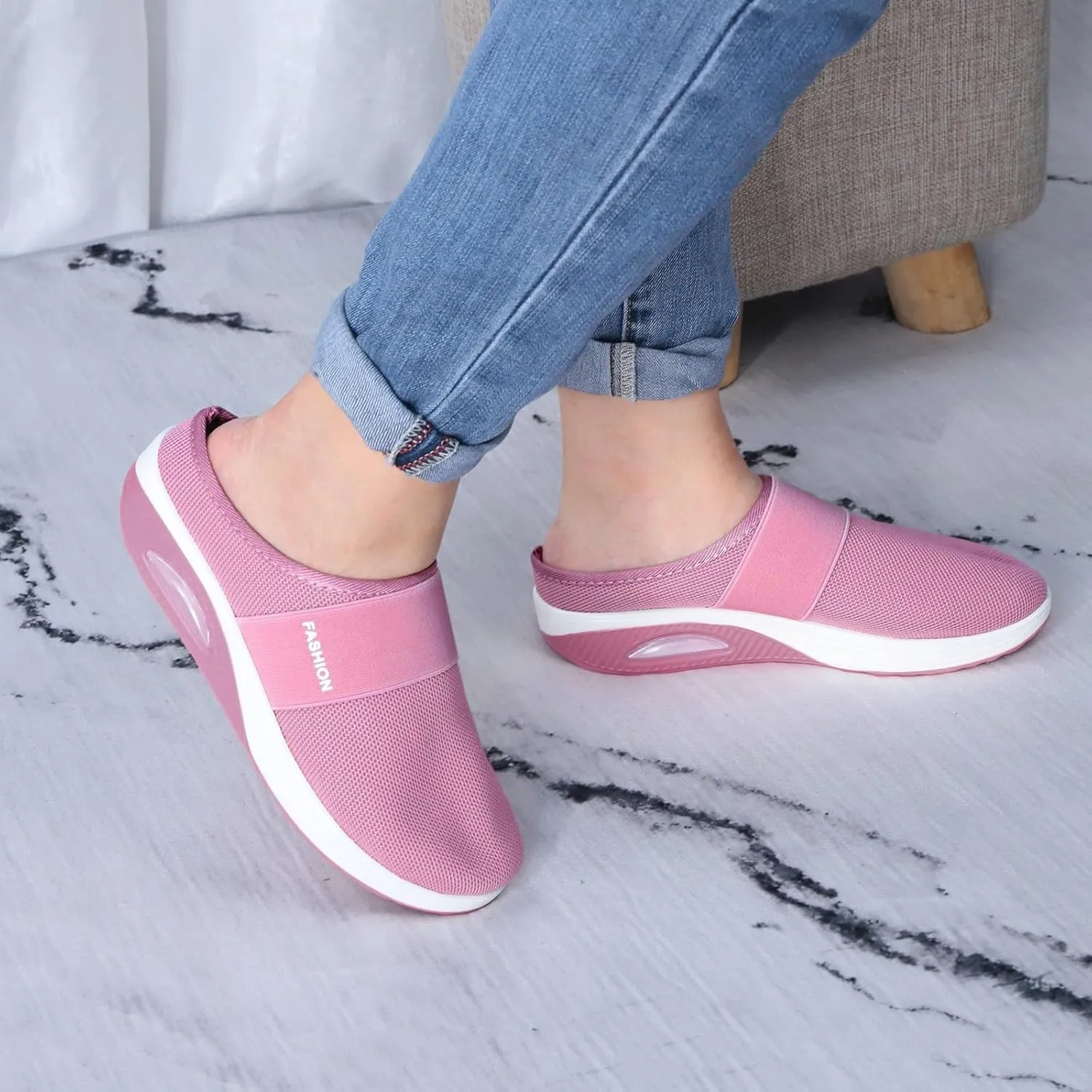 Women's Orthopedic Mules Sneakers Slip On Soft Cushion Nursing Shoes Arch Support Slippers Breathable Mesh Shoes