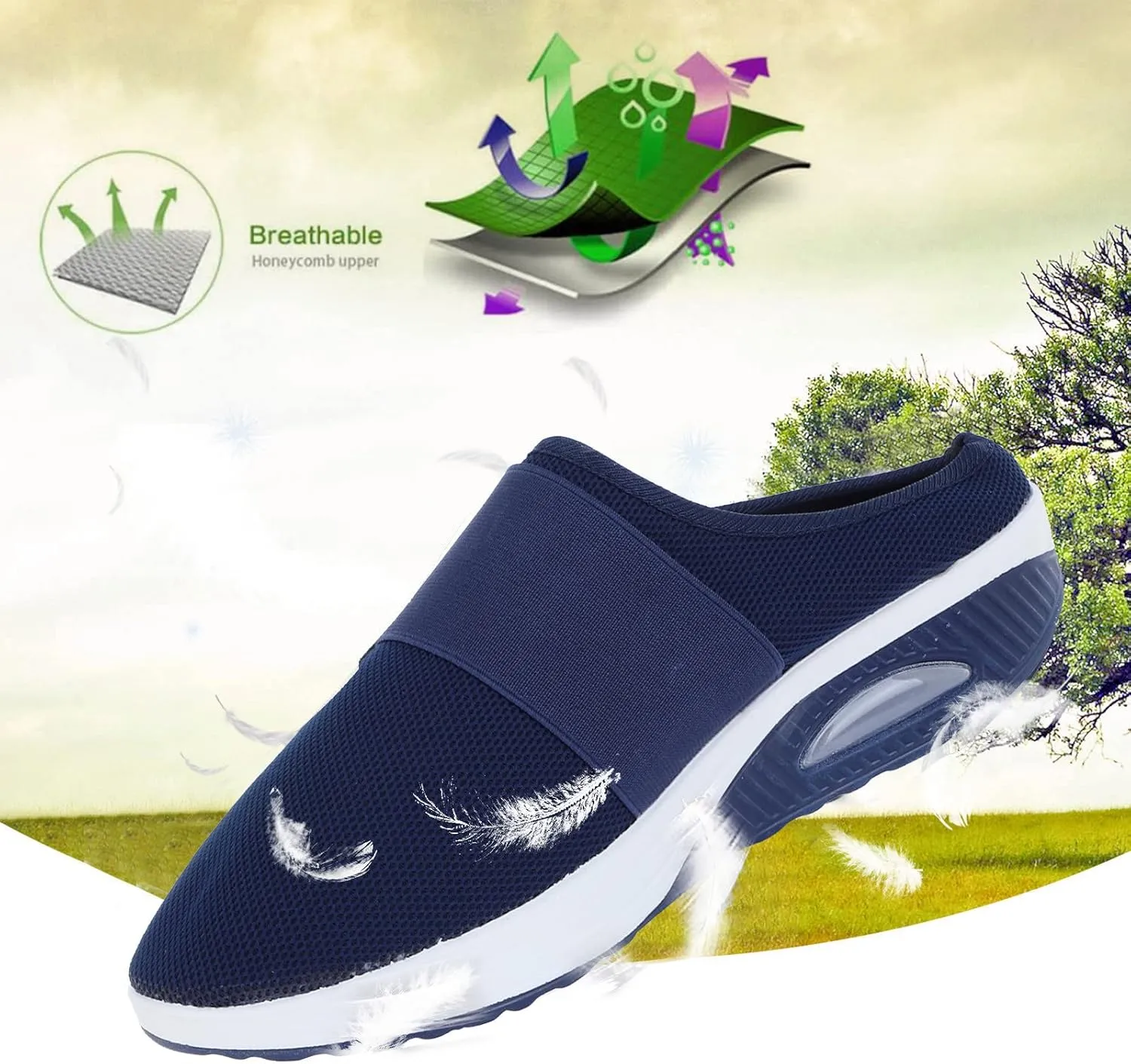 Women's Orthopedic Mules Sneakers Slip On Soft Cushion Nursing Shoes Arch Support Slippers Breathable Mesh Shoes