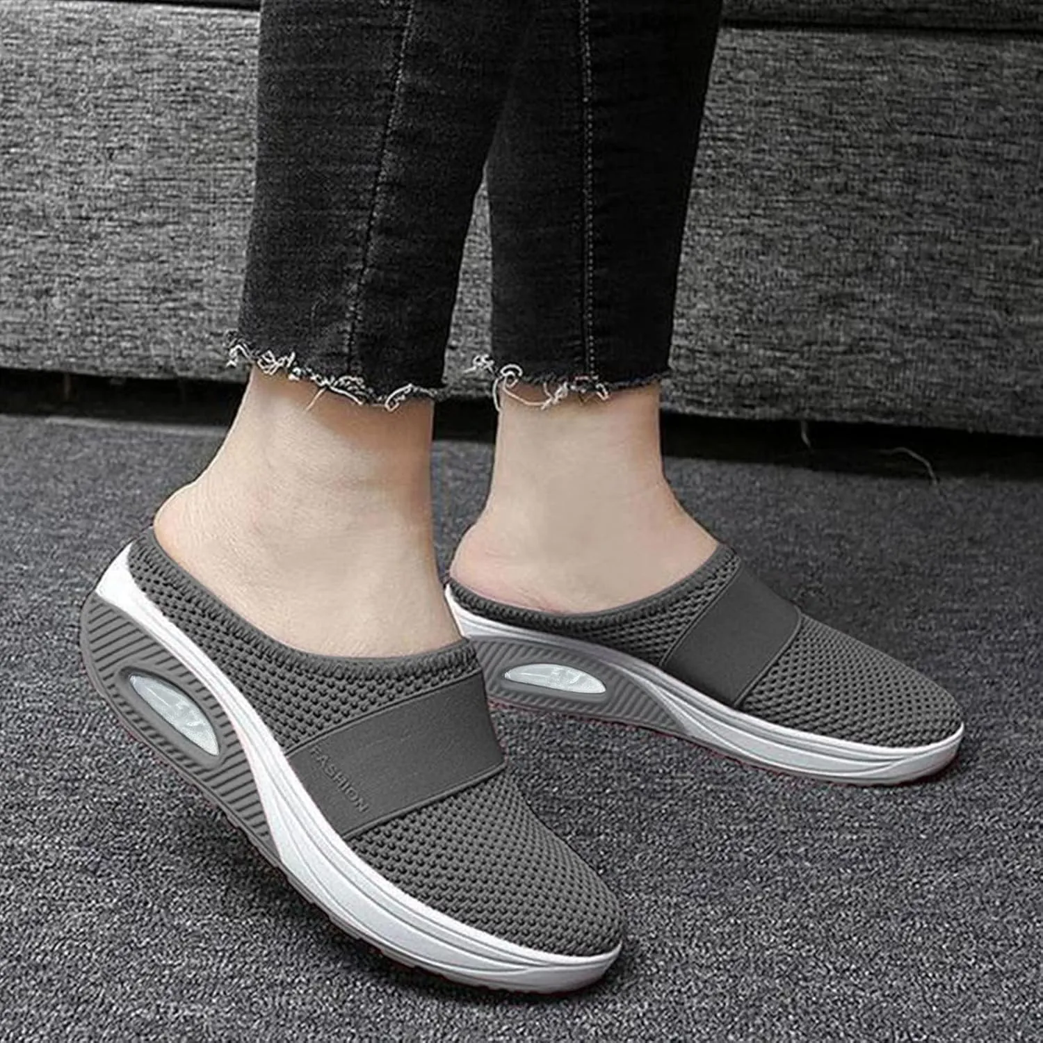 Women's Orthopedic Mules Sneakers Slip On Soft Cushion Nursing Shoes Arch Support Slippers Breathable Mesh Shoes