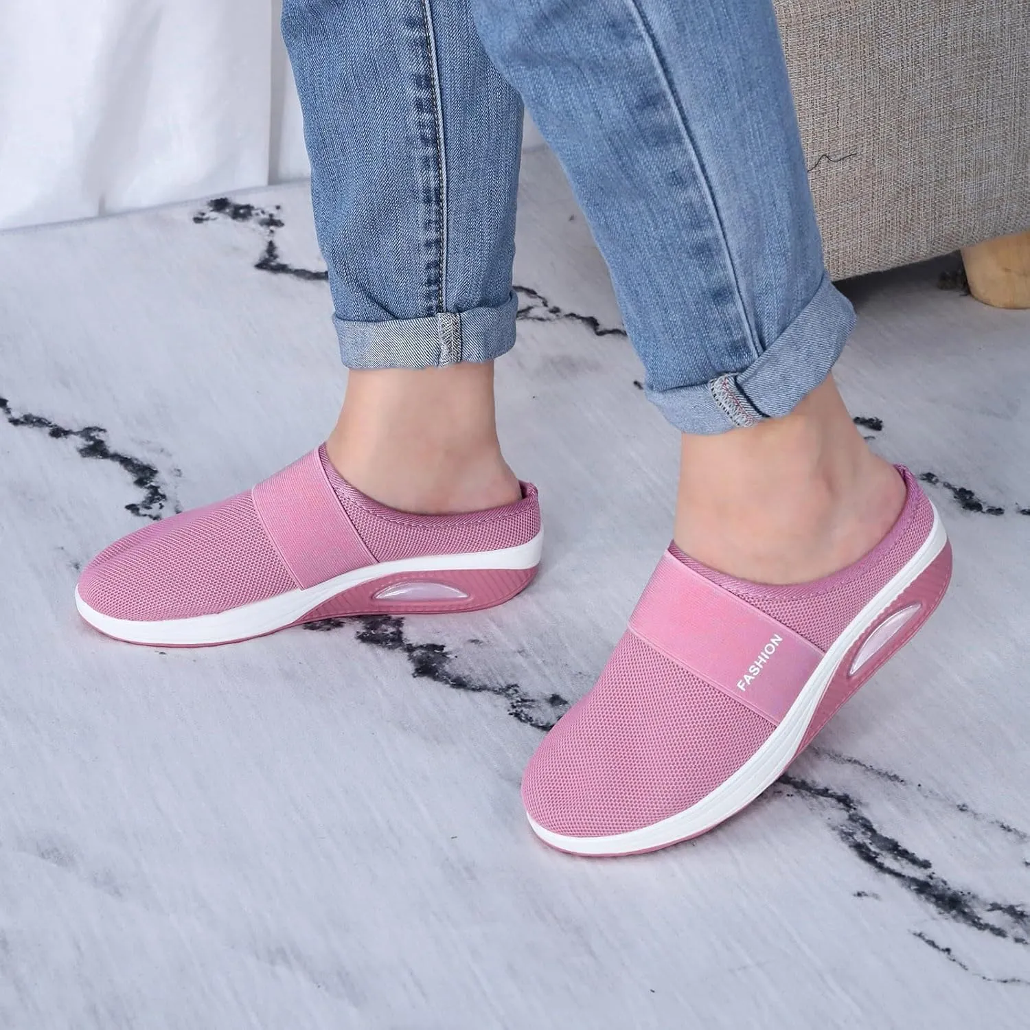 Women's Orthopedic Mules Sneakers Slip On Soft Cushion Nursing Shoes Arch Support Slippers Breathable Mesh Shoes