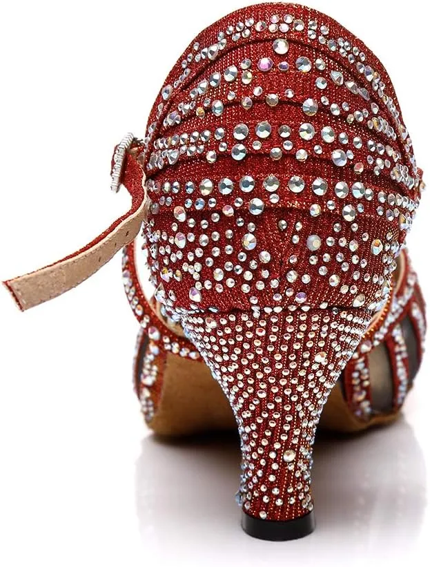 YKXLM Ballroom Dance Shoes for Women Latin Salsa Performance Professional Closed Toe Dance Shoes,Model L403