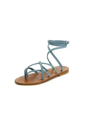 Zenobie Leather Sandals / Velours Blue Fog