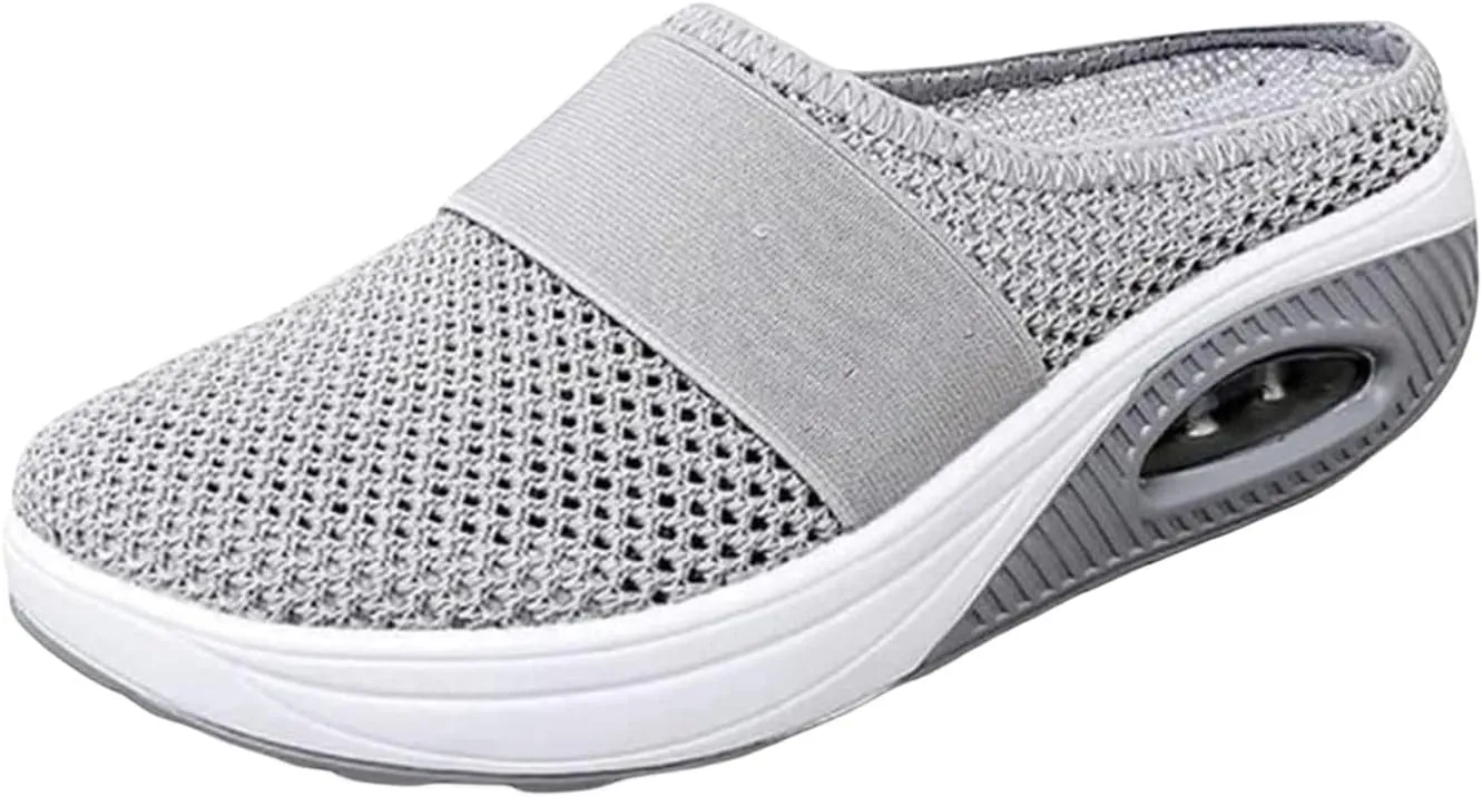 ZWRXW Mules for Womens Mens Walking Mules Sneakers Open Back Slip On Shoes with Arch Support Comfort Walking Shoes Breathable Slippers Closed Toe Slides Outdoor Casual Non Slip Orthopedic Sneakers